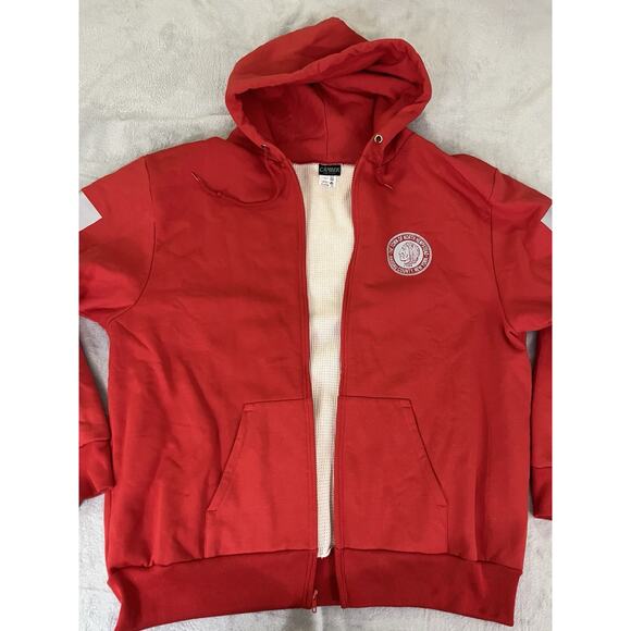 Camber 3X Tall Heavy Thermal Red USA Made Full Zip Hoodie Reflector Jacket LI NY - Picture 3 of 15